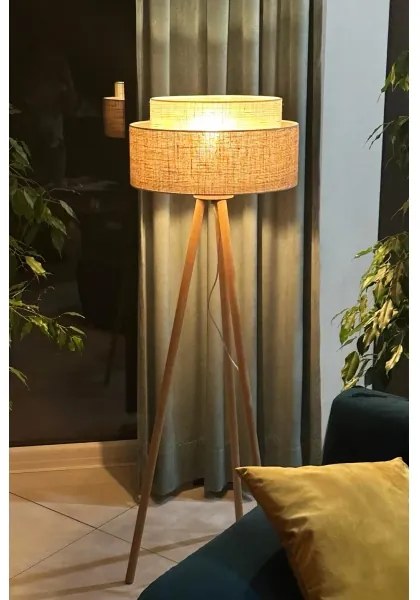 Duolla - Stojacia lampa YUTE BOHO 1xE27/15W/230V pr. 45 cm hnedá/krémová