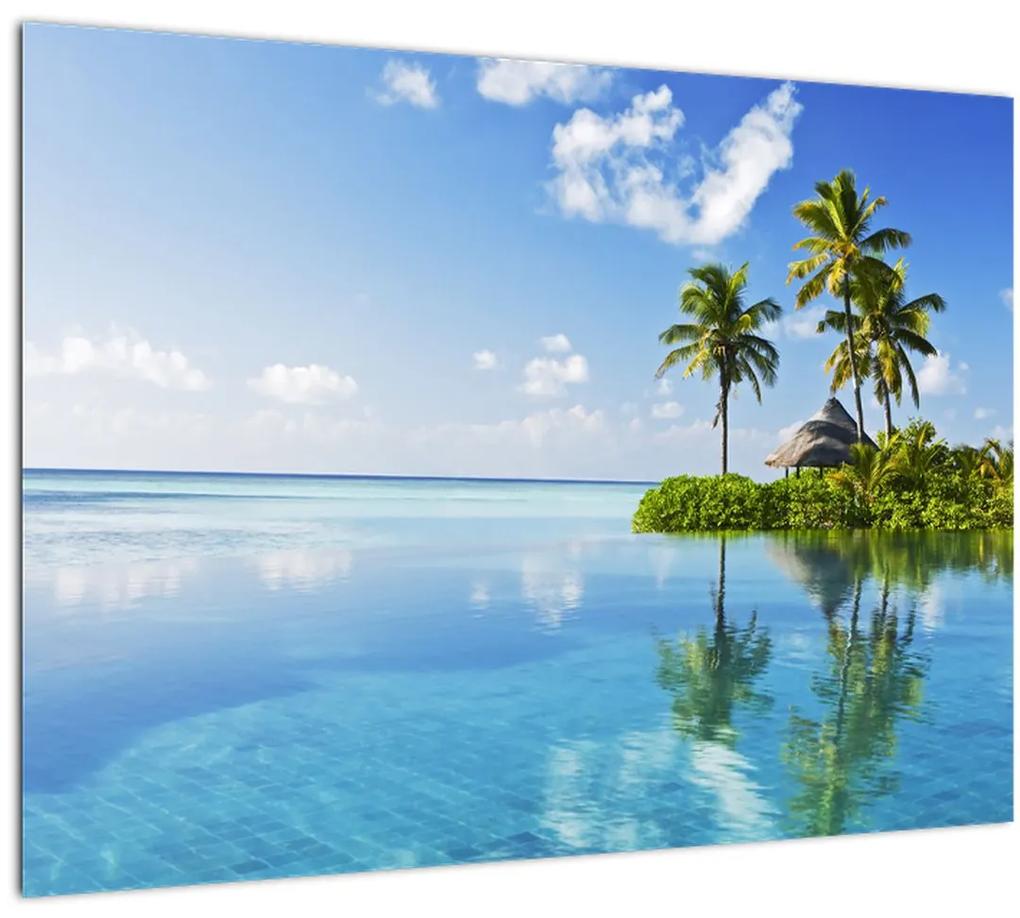 Sklenený obraz - Tropický ostrov (70x50 cm)