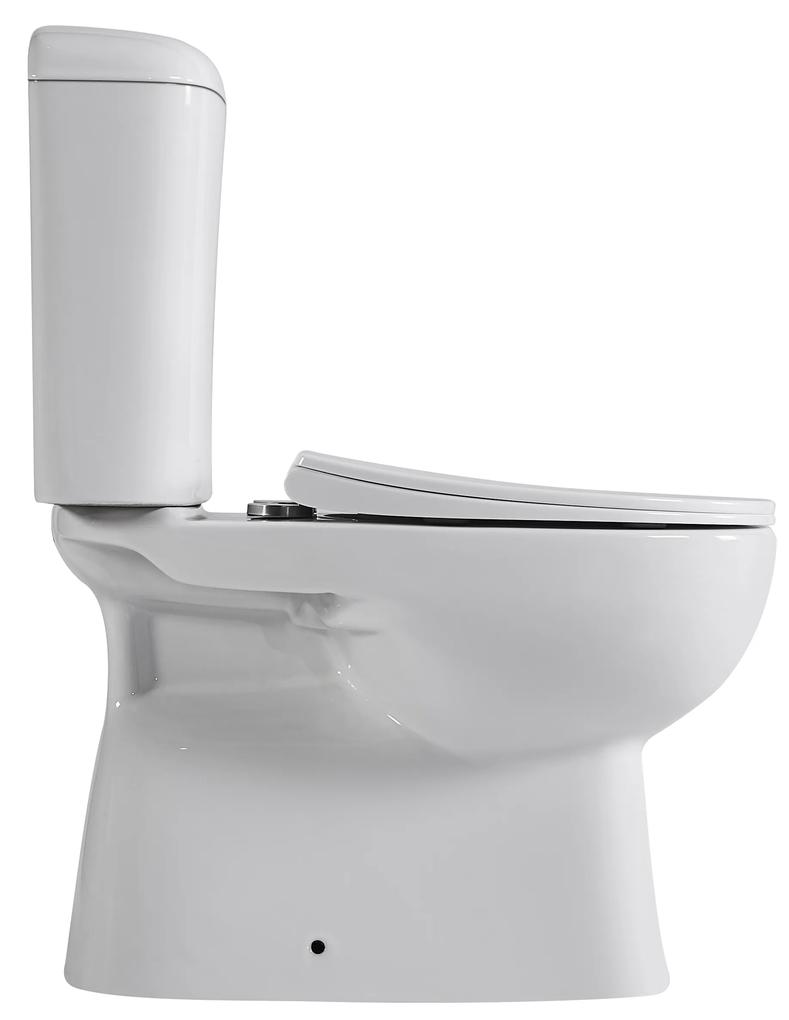 Cerano Favo, WC kombi Rimless 63x37,5 cm, spodný odpad + sedátko, biela lesklá, CER-CER-428437