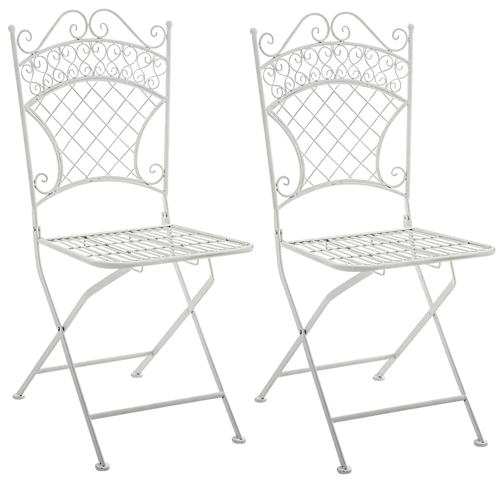 Kovová skladacia stolička Adelar (SET 2 ks) - Biela