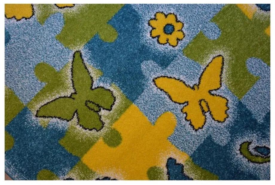 Detský kusový koberec Motýle modrý 140x190cm
