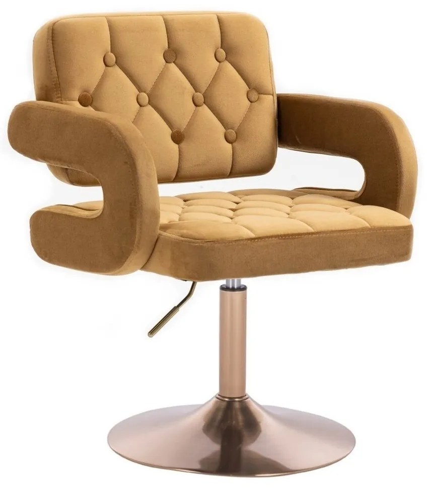 LuxuryForm DESIGN Kreslo ADRIA VELUR na zlatom tanieri - hnedé