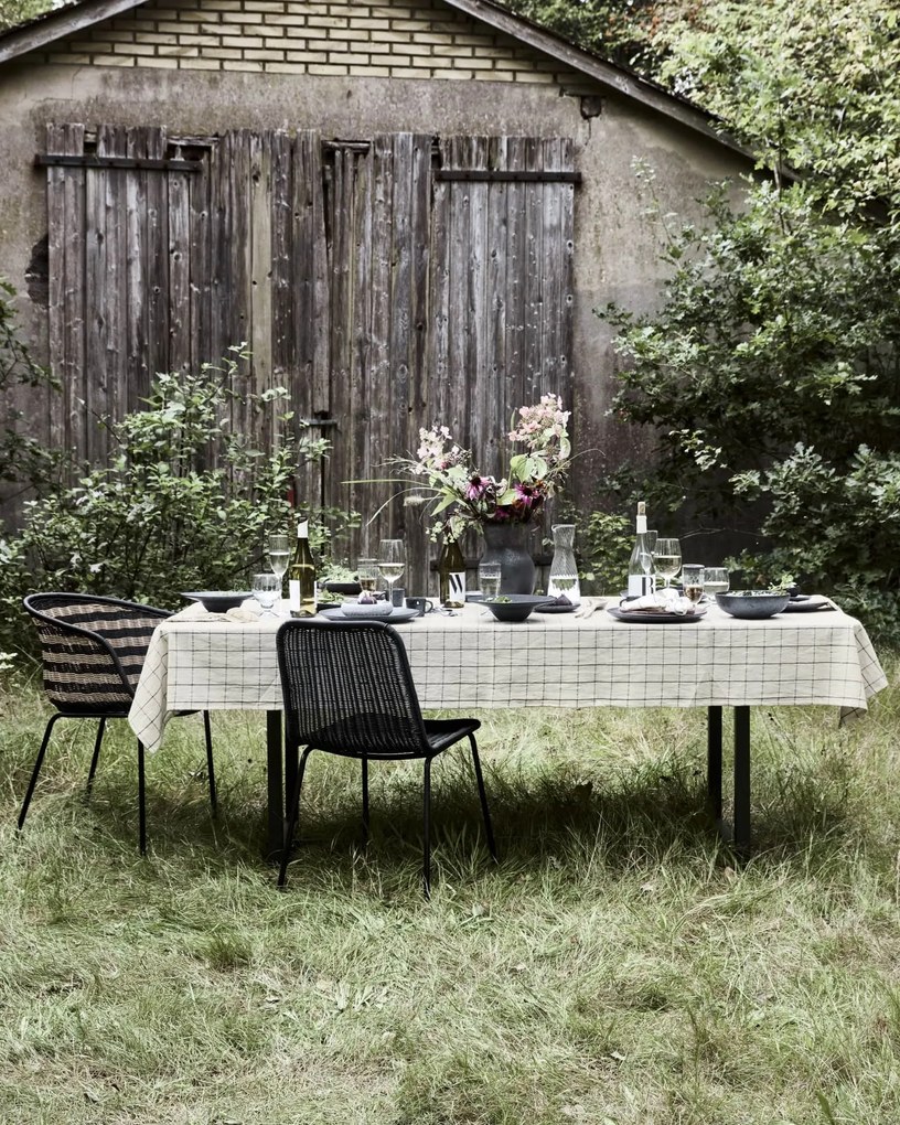 House Doctor Bavlnený obrus Join Black/Off-white 150 × 150 cm