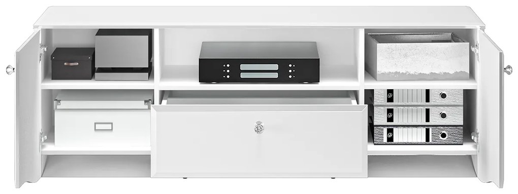 TV STOLÍK CRISTINE BIELY LESK + ZRKADLO 160 cm