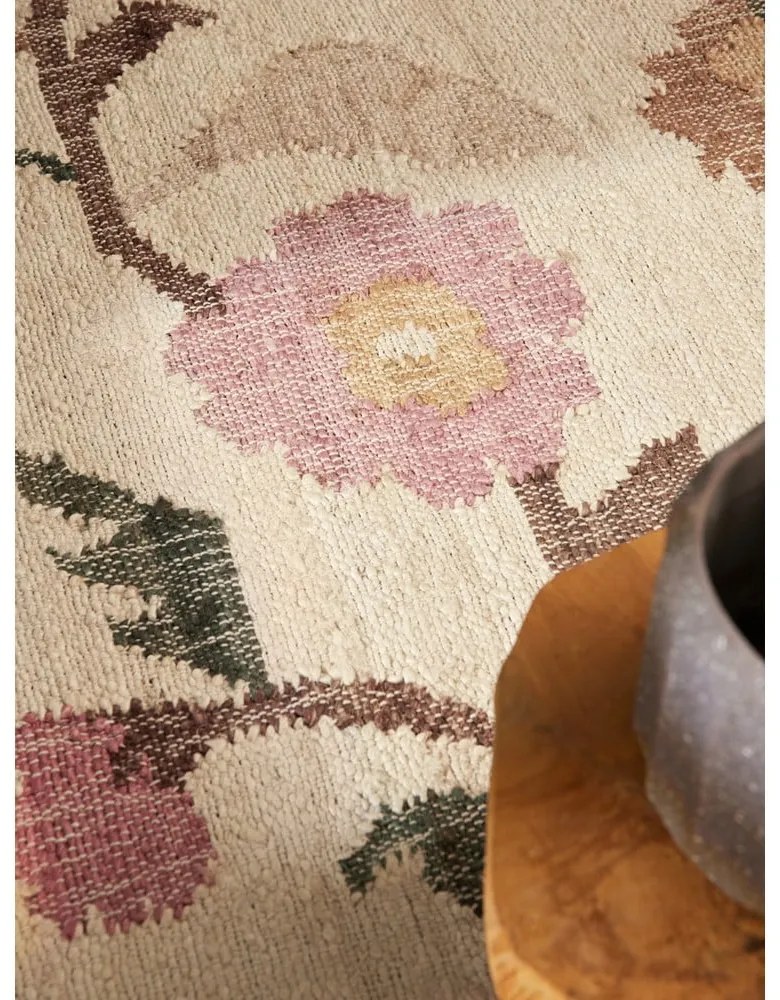 Krémový ručne tkaný jutový koberec 80x150 cm Roya Violette – Elle Decoration