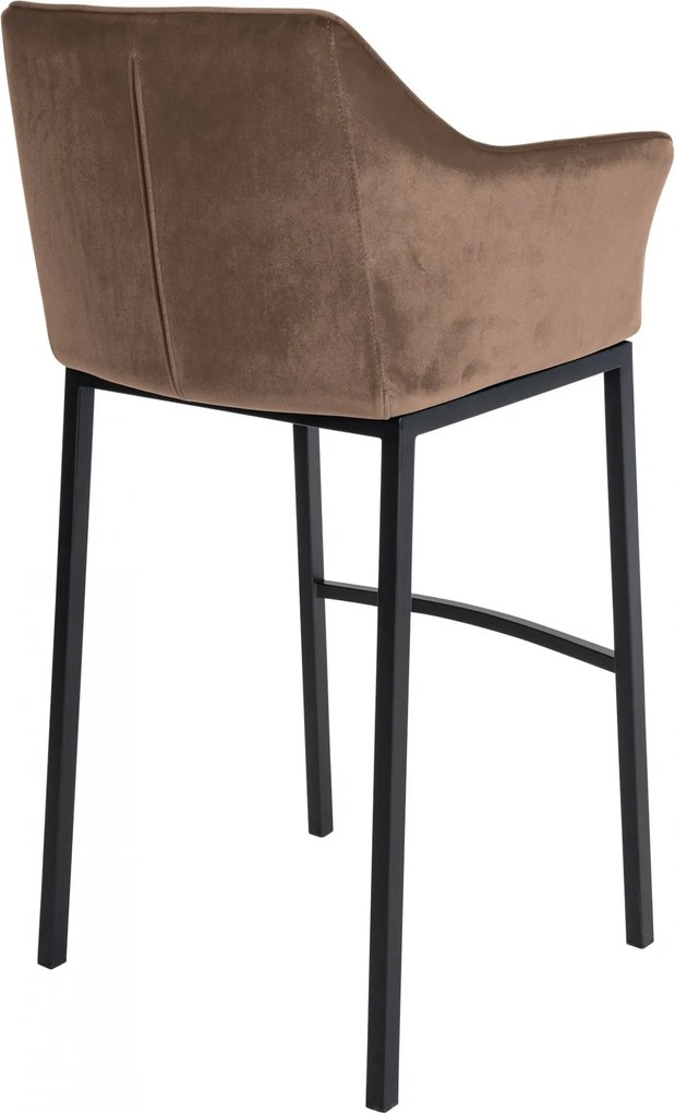 Barová stolička Damaso B - zamat, čierny 4-nohý rám - Hnedá