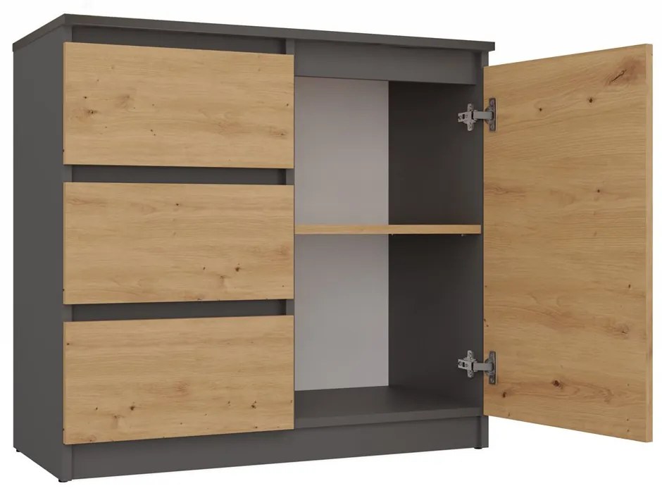 Komoda Musecalo 12 (antracit + dub artisan). Akcia -20%. Vlastná spoľahlivá doprava až k Vám domov. 1132866