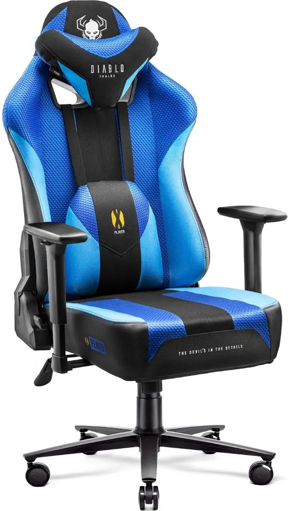 Diablo Chairs - Látkové herné kreslo Diablo X-Player 2.0 King modro-čierne