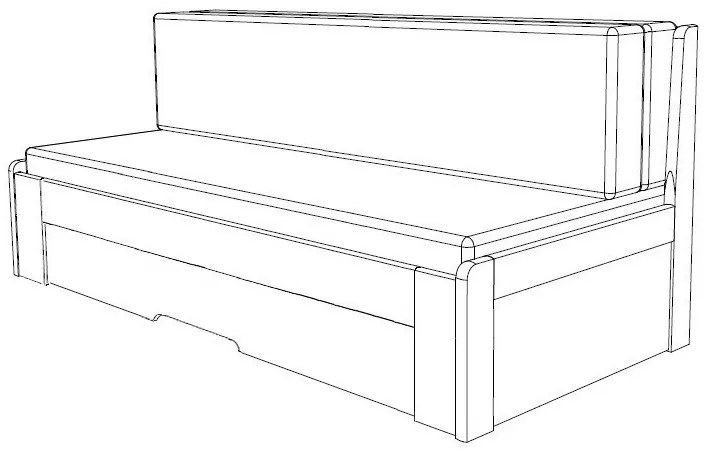 BMB TANDEM ORTHO bez roštov 90 x 200 cm - rozkladacia posteľ z bukového masívu s pravou podrúčkou, buk masív