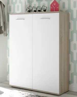 Skrinka s policami/botník Manolo 90 cm, dub sonoma/biela%