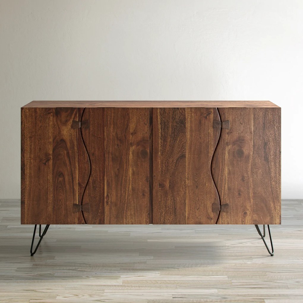 Komoda Avola 137 cm z masívu čierna/orech