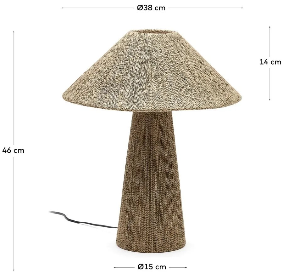 Svetlohnedá stolová lampa s tienidlom z juty (výška 46 cm) Renee – Kave Home