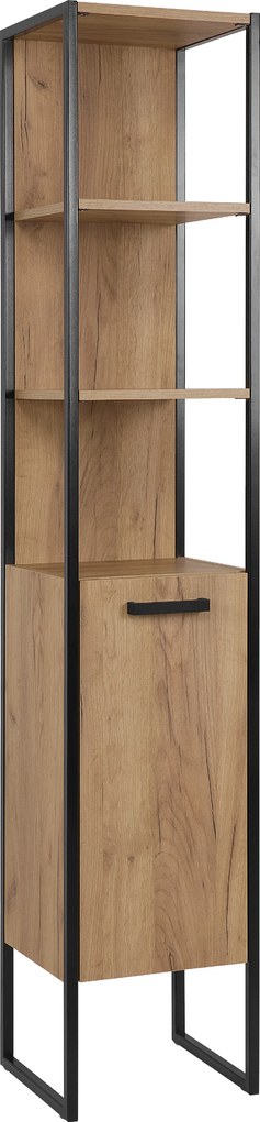 Comad Doplnková kúpeľňová skrinka vysoká Brooklin 35 zlatý dub craft/čierna