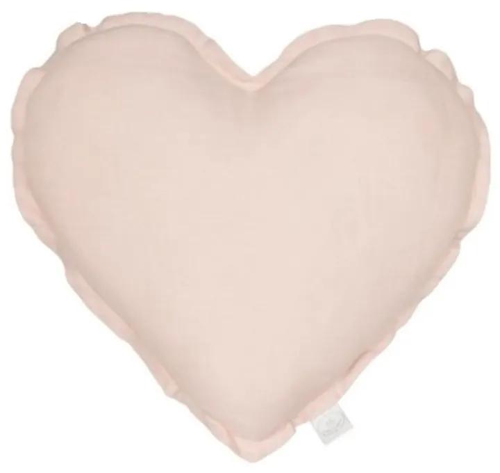 Cotton &amp; Sweets Mini ľanový vankúš srdce púdrovo ružová 28 cm