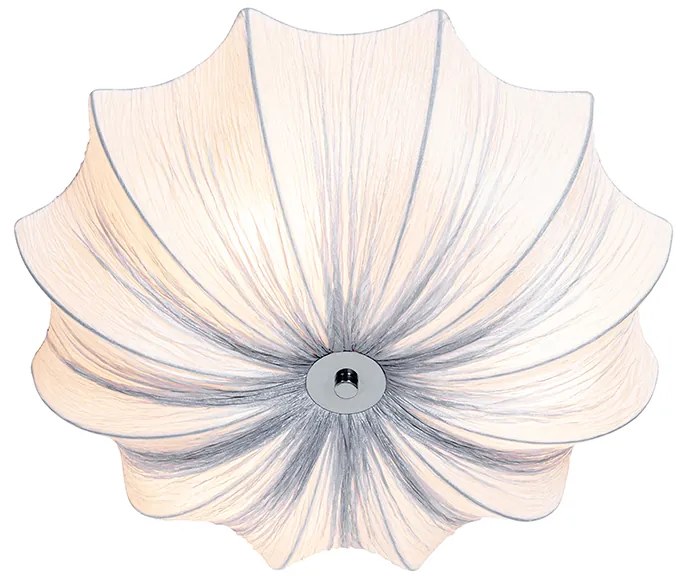 Dizajnové stropné svietidlo sivá hodváb 52 cm 3-žiarovkové - Plu