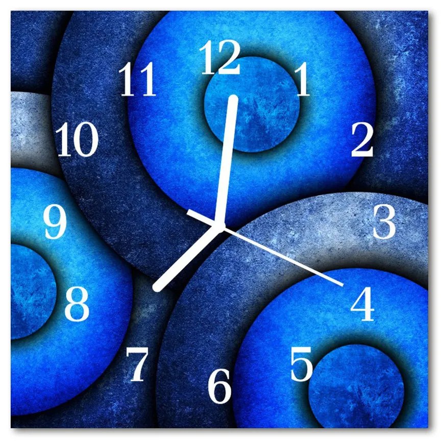 Sklenené hodiny štvorcové Abstraktné kruhy 30x30 cm