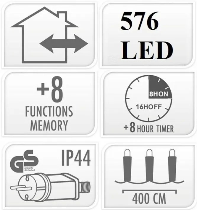 Bestent Svetelná reťaz 4m 576 LED s časovačom Teplá biela