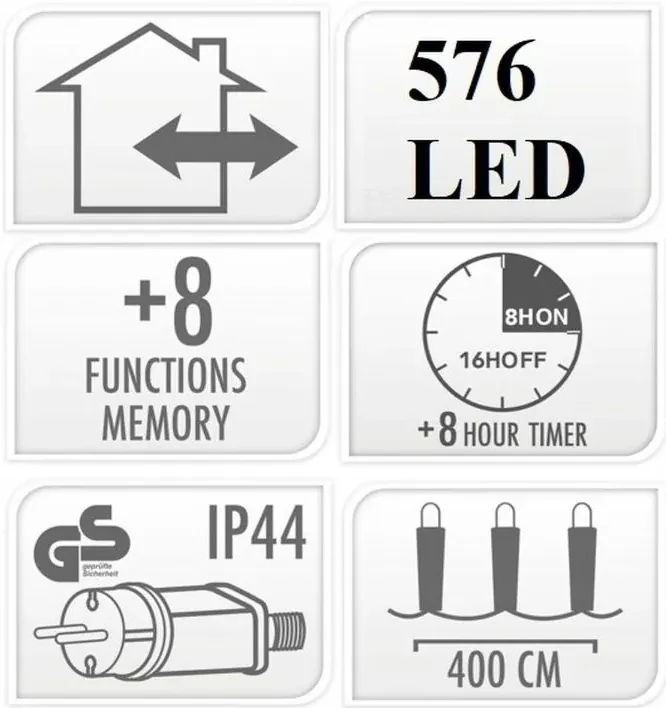 Bestent Svetelná reťaz 4m 576 LED s časovačom Teplá biela