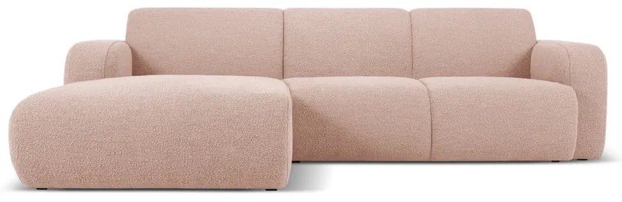 Ružová rohová pohovka z textílie bouclé (ľavý roh) Molino – Micadoni Home