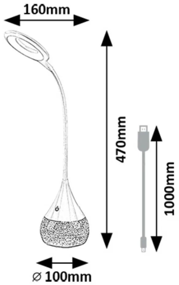 Rabalux 74248 funkčná a dekoratívna stolná LED lampa s glitrami Vivter, 4W, 2200lm, IP20