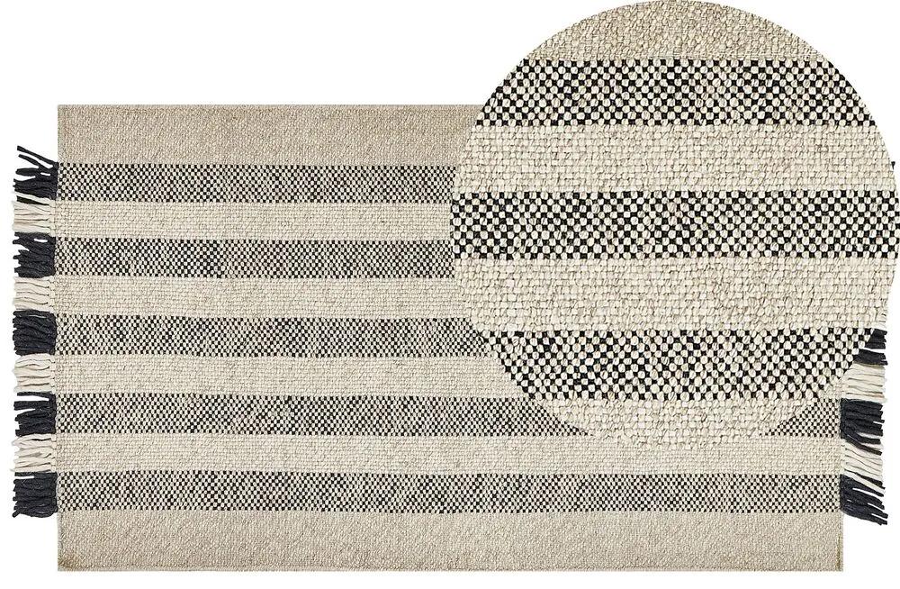 Vlnený koberec 80 x 150 cm krémová biela/čierna TACETTIN Beliani