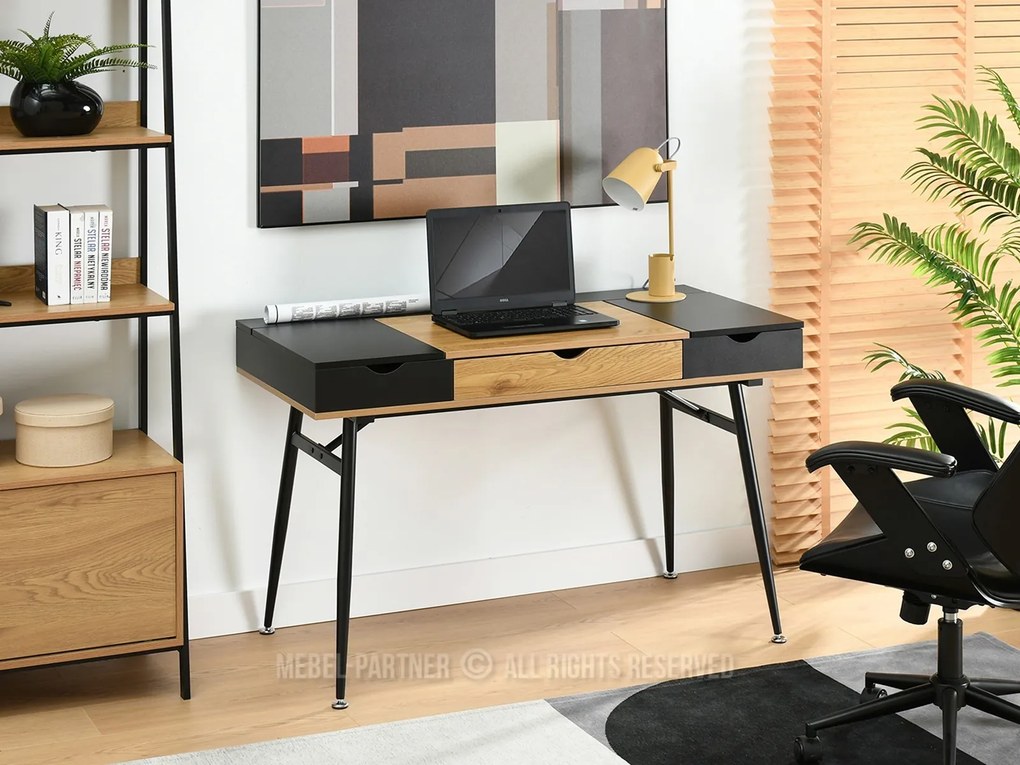 PC stolík Baiden (dub čierny + čierna). Akcia -20%. Vlastná spoľahlivá doprava až k Vám domov. 1109732