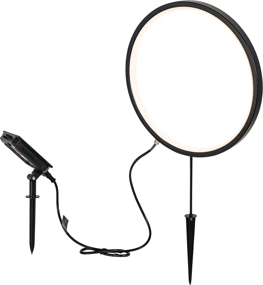 Sada 2 čiernych bodových svetiel 60 cm vrátane nabíjateľného LED a solárneho IP65 - Adalind