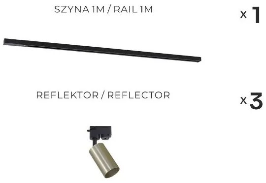 Zuma Line 3552 - Bodové svietidlo do lištového systému TUBE 3xGU10/35W/230V čierna/zlatá