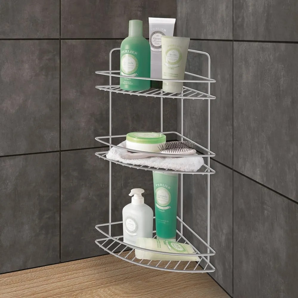 Oceľová kúpeľňová polička v lesklo striebornej farbe Luxy – Metaltex