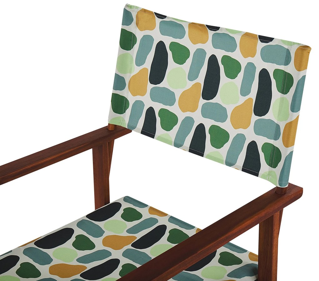 Sada 2 záhradných stoličiek a náhradných poťahov tmavé akáciové drevo/farebný vzor CINE Beliani