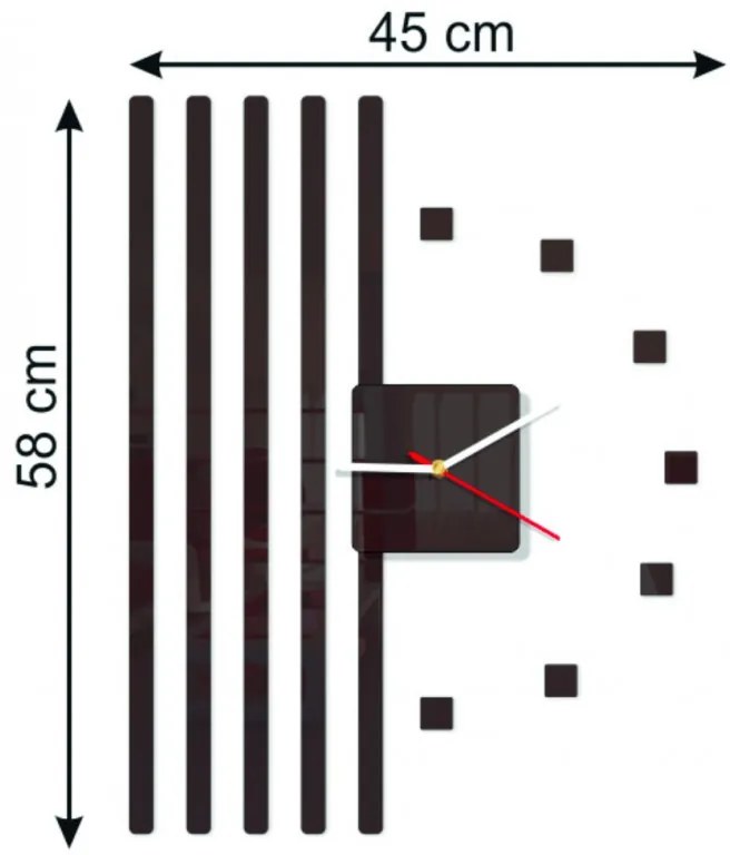 Nástenné hodiny Quartz, nalepovacie dekorácie, 3D zrkadlové nálepky Xmomo FL-Z10B- X0015
