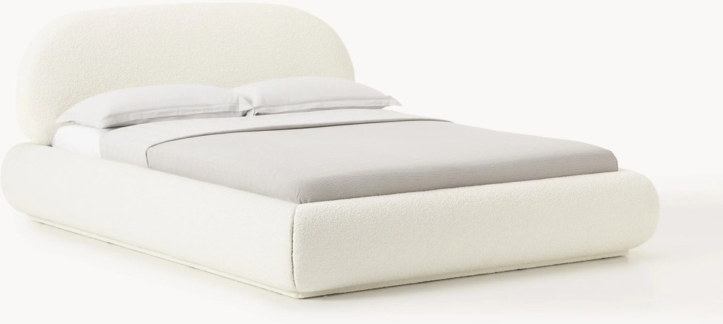Buklé čalúnená posteľ s úložným priestorom Alba