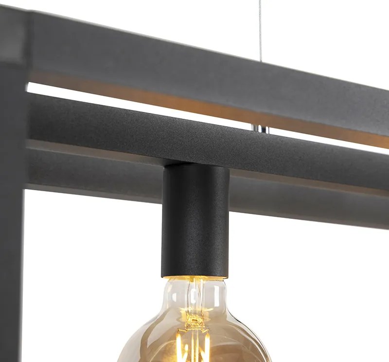 Priemyselné závesné svietidlo čierne 4-svetlo - Big Cage