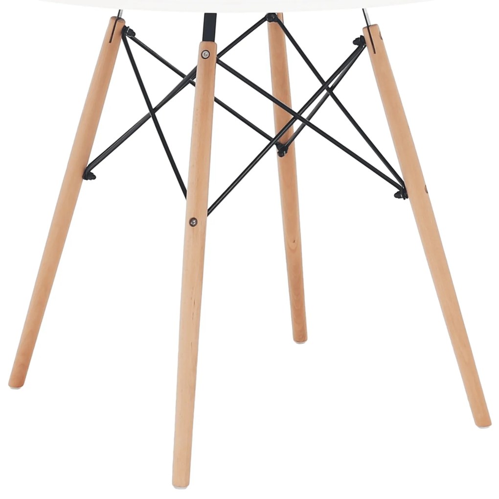 Jedálenský stôl, biela/buk, priemer 90 cm, GAMIN 2 NEW 90