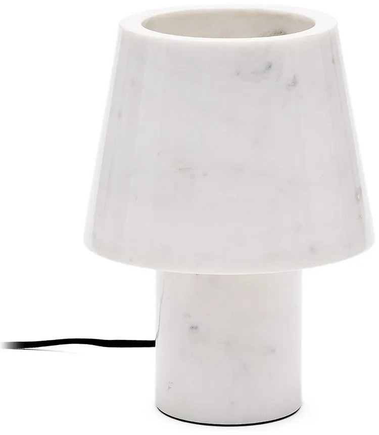 Mramorová stolová lampa slonovinová s mramorovým tienidlom (výška 27 cm) Alaro – Kave Home