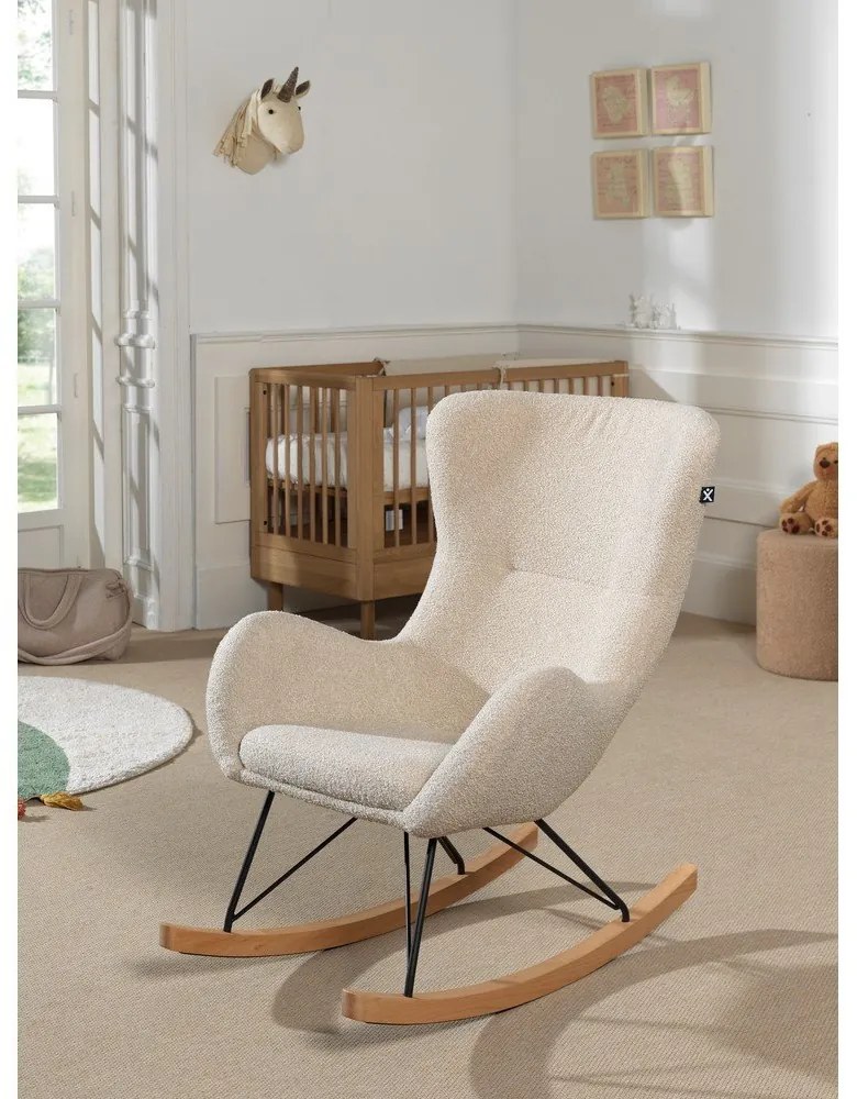 Béžové hojdacie detské kresielko z textílie buklé Rocky – Vipack