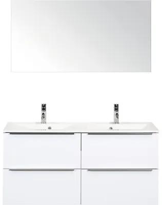 Kúpeľňový nábytkový set Pulse 120 cm s dvojitým umývadlom a zrkadlom biela vysoko lesklá 84727301