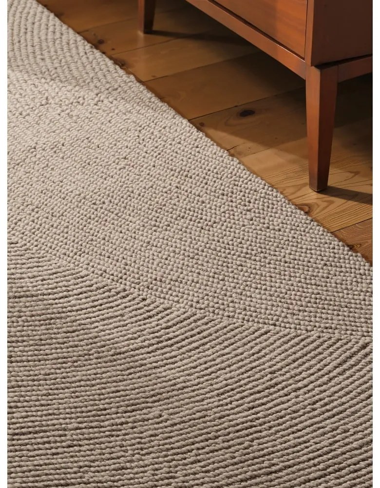 Béžový ručne tkaný vlnený behúň 80x300 cm Calmio – Hanse Home