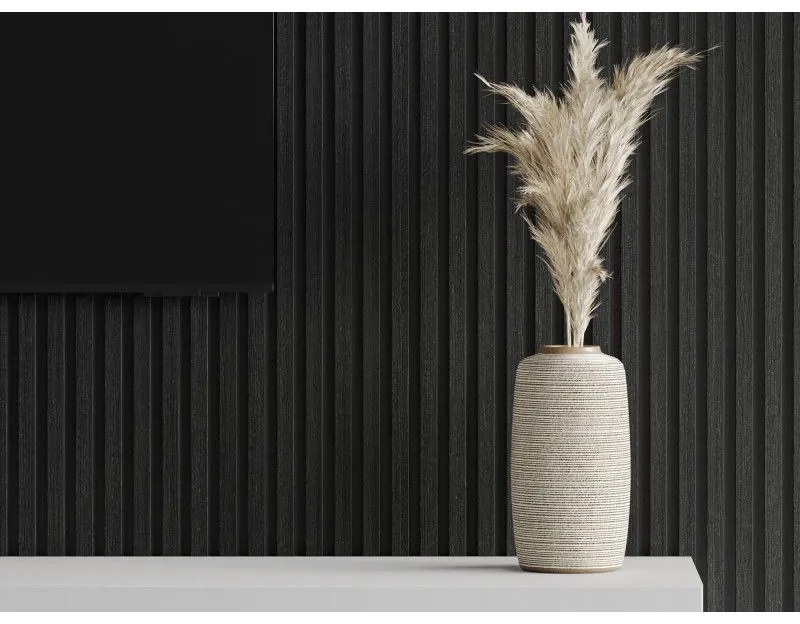 Mexen Lam-F, akustické stenové lamely 275 × 30 cm, plstený podklad 8 mm, technická dyha, dub čierny striebristý, S105-275307-3015-025