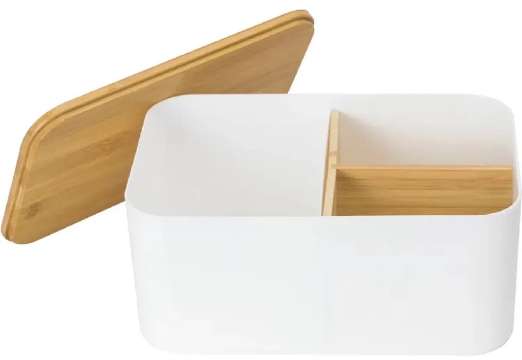 Goodhome Kozmetický organizér s bambusovými priehradkami a vekom, SENBOO 24x15x11