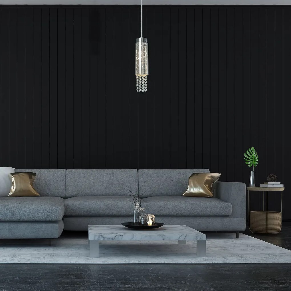 Závesné svietidlo Moonlight, 1x kryštáliky/akrylové tienidlo, ch