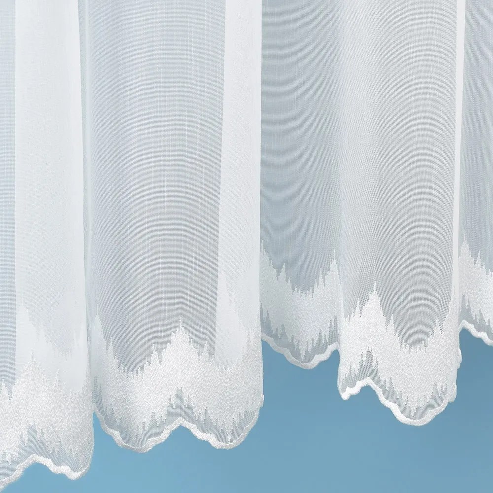 Svetlo smotanová záclona s perleťovo vytkávanou bordúrou cikcak do oblúčka ZAC-025 výška 295 cm Šitie na mieru