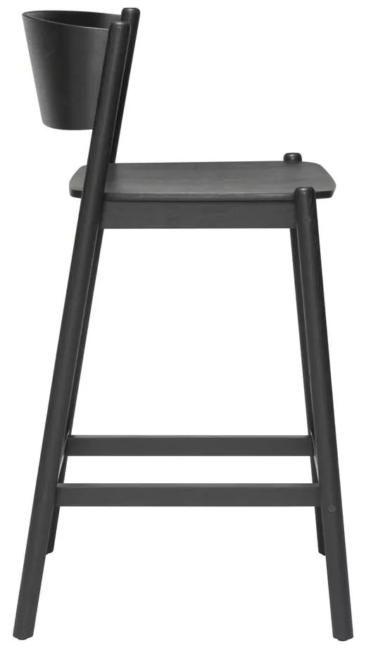 Čierna barová stolička v dekore duba (výška sedadla 75 cm) Oblique – Hübsch