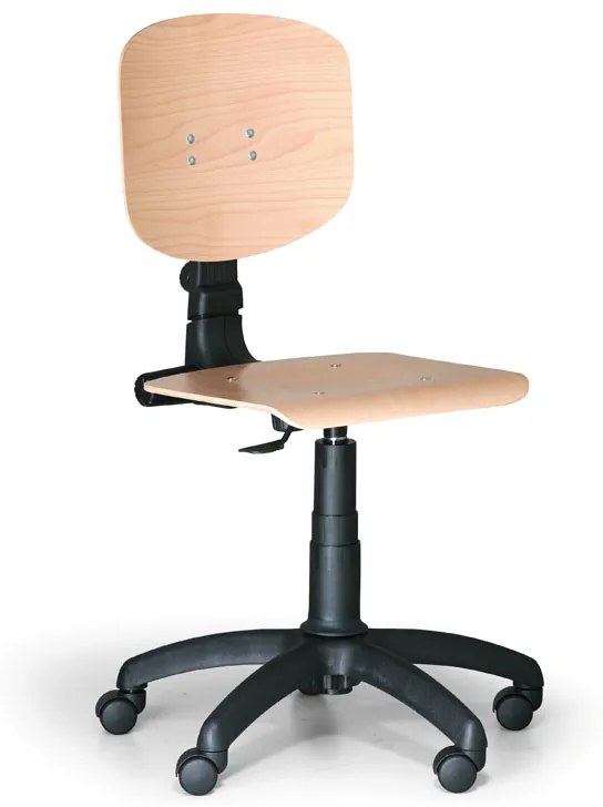 Antares Dielenská pracovná drevená stolička s klzákmi, plastový kríž, klzáky