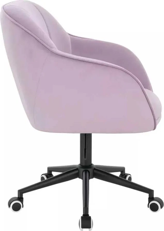 LuxuryForm DESIGN Stolička AVOLA VELUR na čiernej podstave s kolieskami - levanduľa