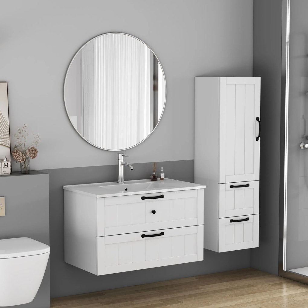 Vysoká závesná kúpeľňová skrinka Houseland Elyra 120 cm biela