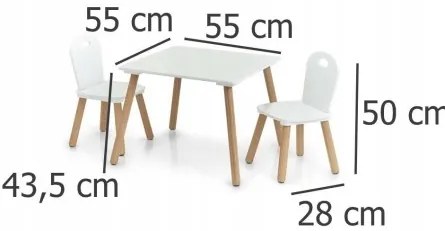 Sammer Zostava detských stoličiek a stola v bielej farbe Detský set biely