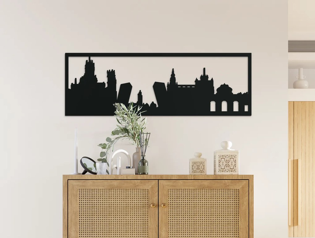 drevko Obraz Madrid panoráma Rozmer obrazu: 29,5 x 89 cm, Farba dekorácie: Čierna