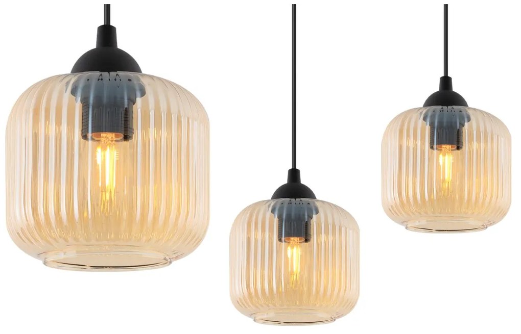 Závesné svietidlo Riffle Spider, 4x medové sklenené tienidlo