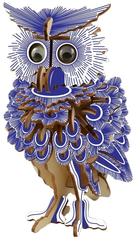 Woodcraft Drevené 3D puzzle Sova farebná
